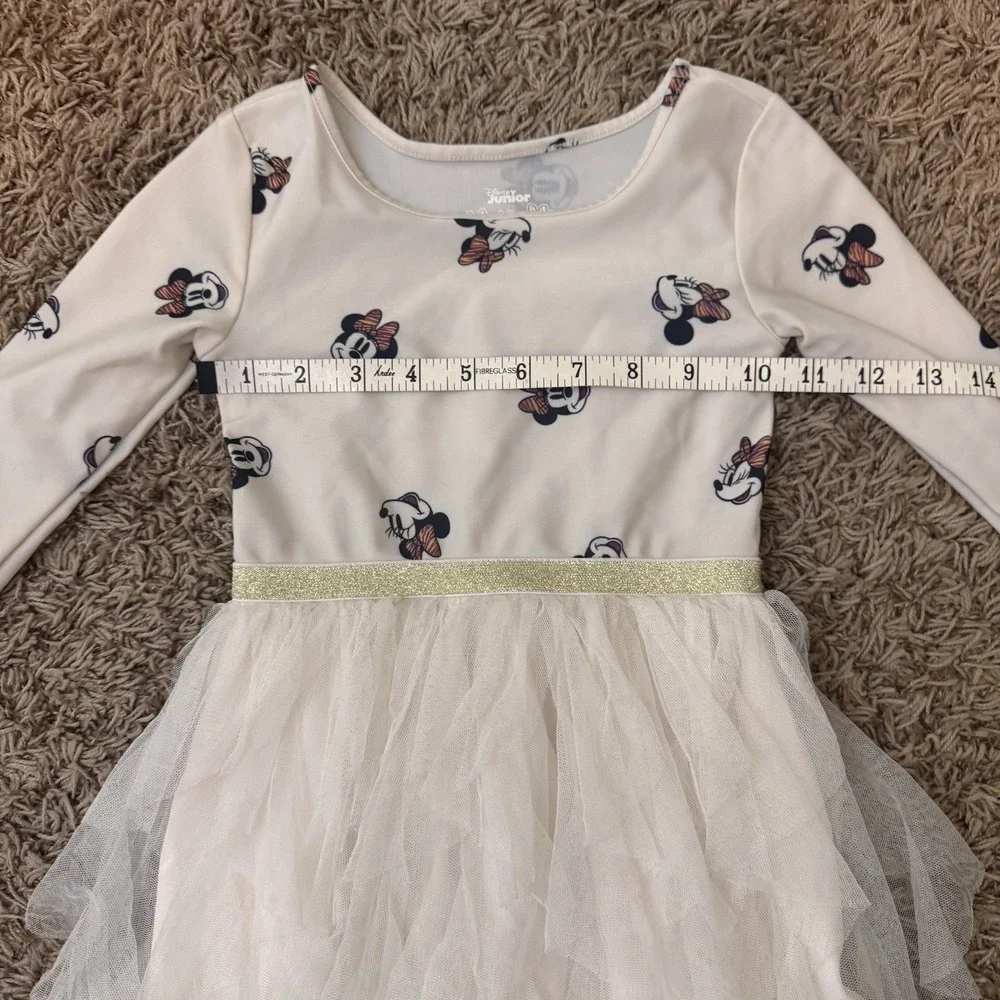 Disney Minnie Mouse Tutu‎ Dress Cream With Stretch Sparkle And Ruffles Size 3T - Picture 7 of 8